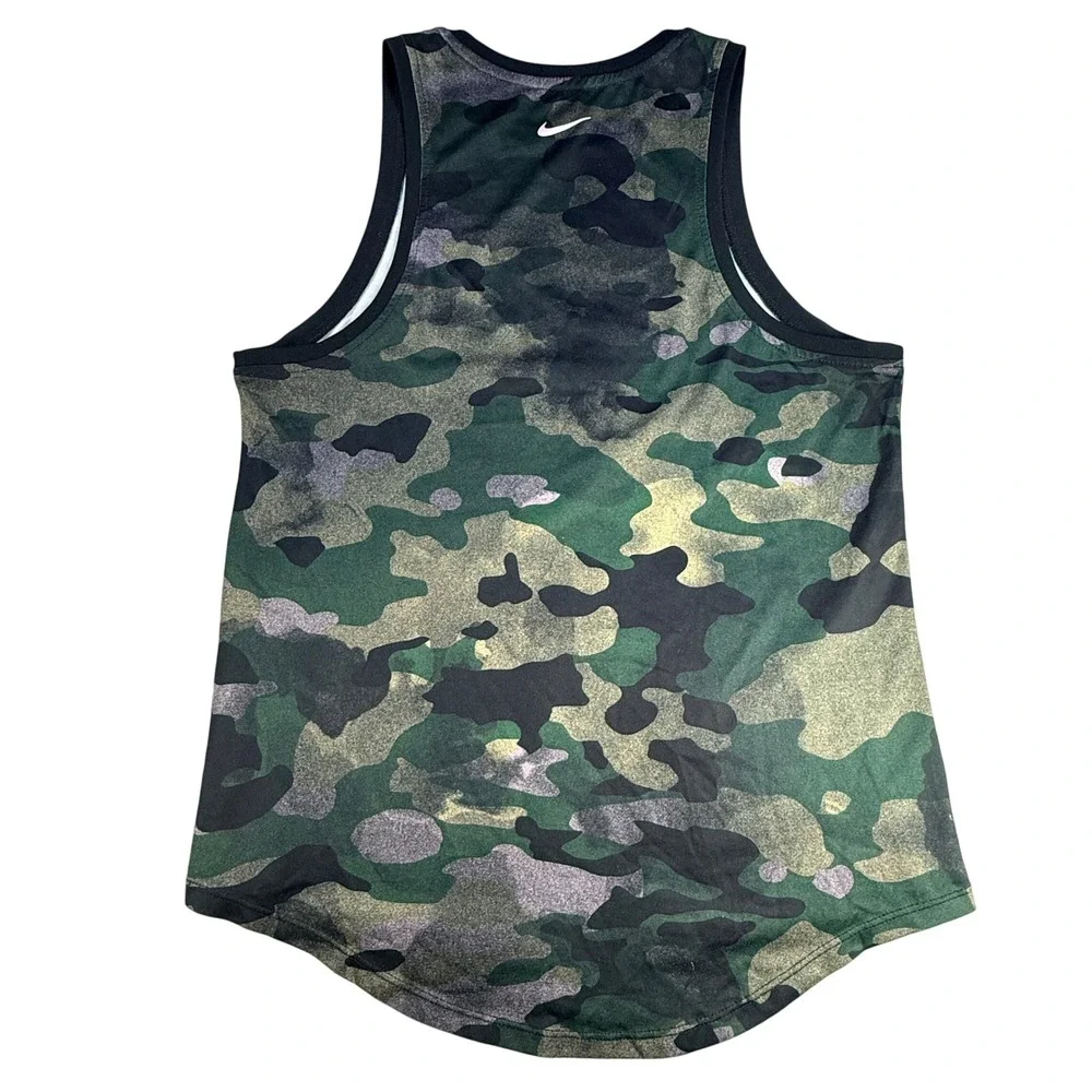 Nike‎ Womens Tank Top Dri-FIT Camo High Neck S Green Performance Polyester